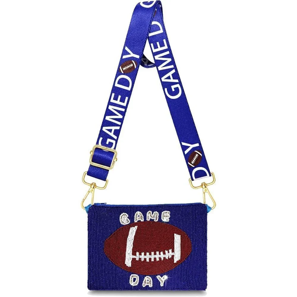 Beaded Football Purse Women Crossbody Bag Game Day Shoulder Accessories